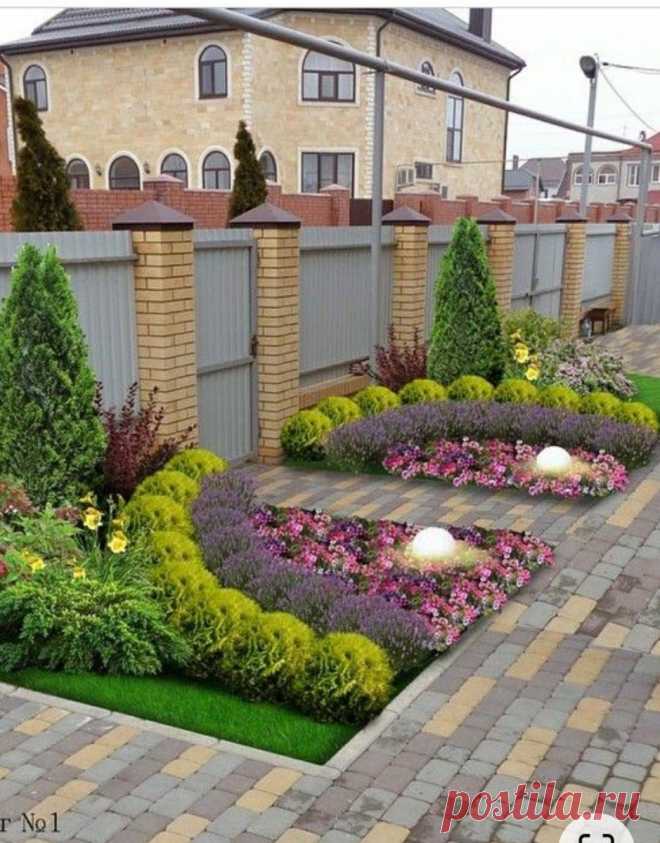 Ландшафтный дизайн клумбы перед двором