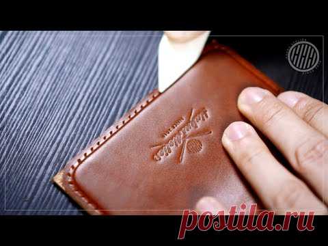 Я сделал вертикальный складной бумажник из кожаных обрезков / ASMR.