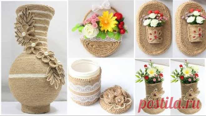 5 Jute craft ideas | Home decorating ideas handmade