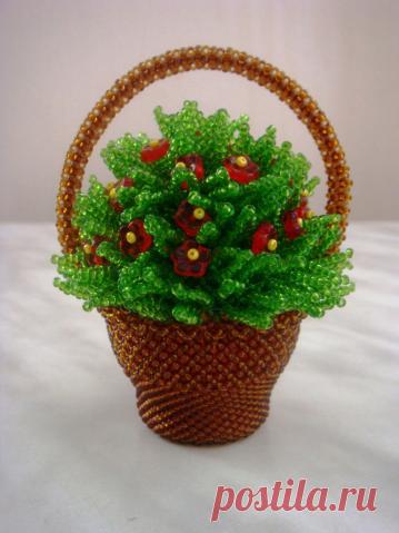 Корзина цветов | biser.info - всё о бисере и бисерном творчестве