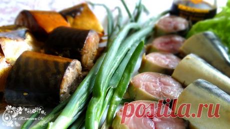 СКУМБРИЯ МАРИНОВАННАЯ В СОЕВОМ СОУСЕ И СКУМБРИЯ КОПЧЕНАЯ.