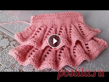 Как связать двойные рюши для юбки, платья. Вязание сверху вниз.