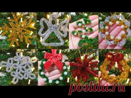 10 Super Easy Christmas Decoration Ideas - Chenille wire Crafts - New year & Christmas Decor - DIY