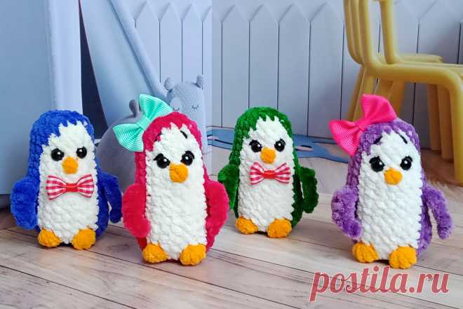 PDF Пингвинята крючком. FREE crochet pattern; Аmigurumi toy patterns. Амигуруми схемы и описания на русском. Вязаные игрушки и поделки своими руками #amimore - плюшевый пингвин, маленькие пингвинята из плюшевой пряжи, пингвинчик, пингвинёнок.
