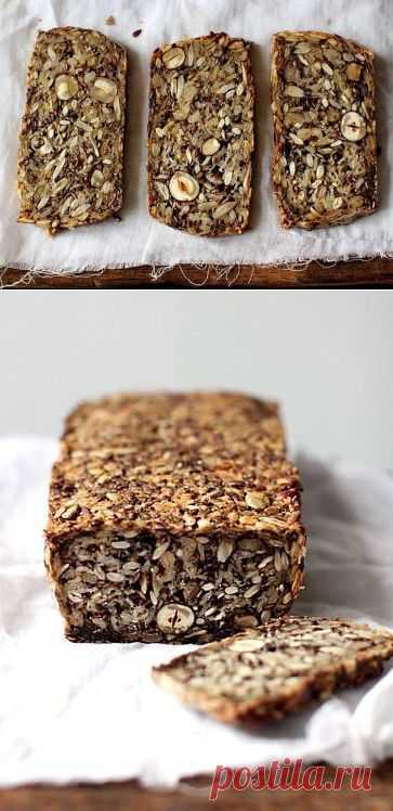 Очень вкусный зерновой, бездрожжевой хлеб (без муки).