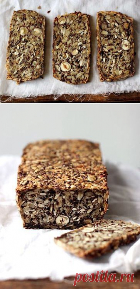 Очень вкусный зерновой, бездрожжевой хлеб (без муки).