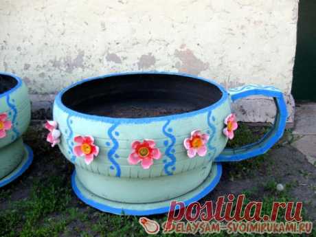 Клумба из старых покрышек