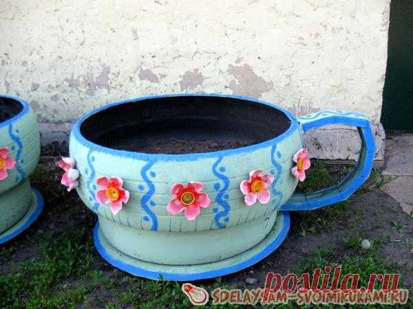 Клумба из старых покрышек