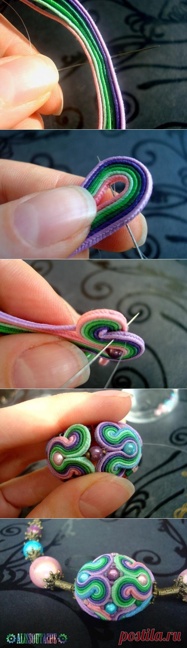 Создаем бусину в технике объемной сутажной вышивки