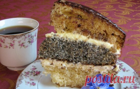 Рецепты трёхслойного торта «Сказка» с маком, изюмом, орехами, секреты
