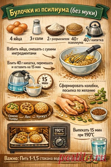 Булочки из псиллиума (без муки)