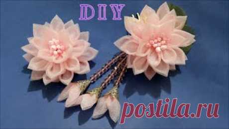 DIY: Rose organza / Роза из органзы (цветы из ткани) - YouTube