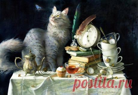 Акварели Елены Базановой. Мир кошек