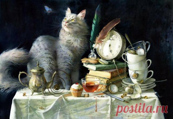 Акварели Елены Базановой. Мир кошек