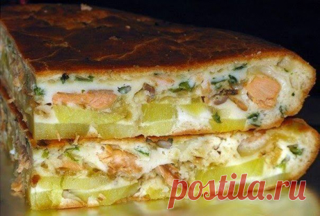 Лучшие кулинарные рецепты: Рыбный заливной пирог с картошкой