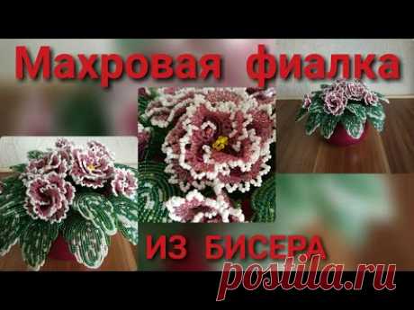 Фиалка из бисера, набивная, махровая. Мастер класс Цветы из бисера своими руками. Видео мастер класс, как сделать Фиалку из бисера / набивная махровая