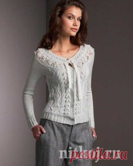 Вязаный жакет с аранами » Ниткой - вязаные вещи для вашего дома, вязание крючком, вязание спицами, схемы вязания