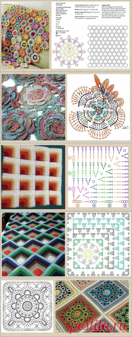 50 эффектных мотивов в схемах и изделиях. Коврик бабушкин квадрат. Плед “Бабушкин квадрат”.Юбка крючком для женщин Схемы. | Мой вариант | Яндекс Дзен