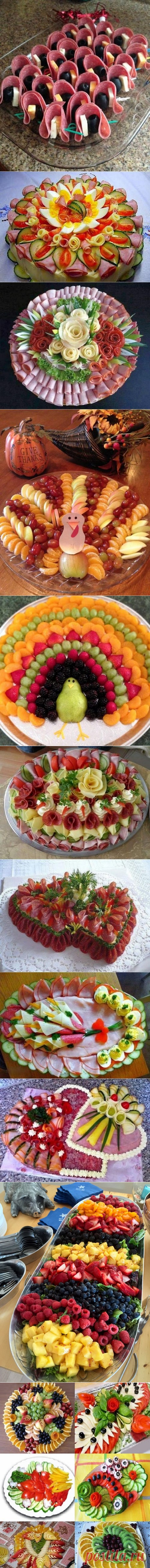 Красивые нарезки из овощей, фруктов, мяса, колбасы, сыра, рыбы - фото идеи | LikVik