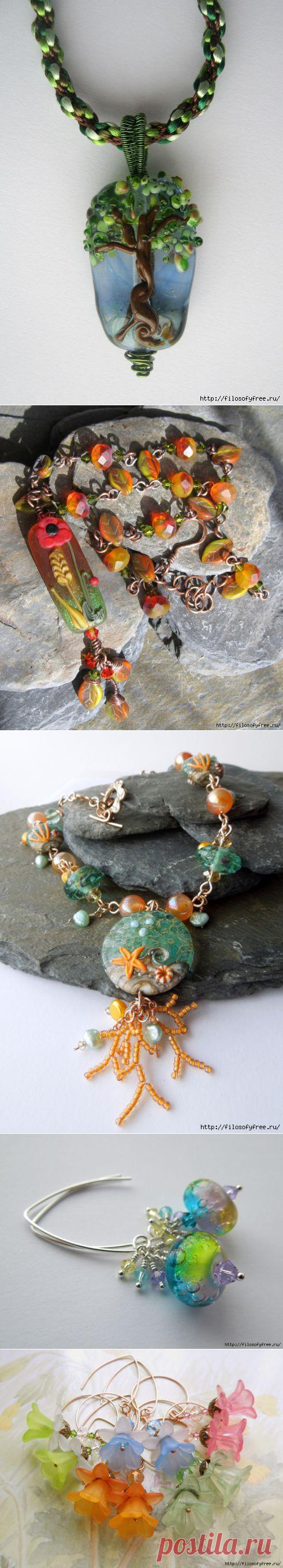 Лэмпворк, бисер, проволока. Украшения Louise Goodchild из Великобритании. Часть 2
