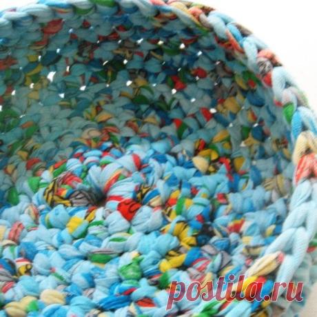 Handmade basket upcycled primary jersey knit sheet