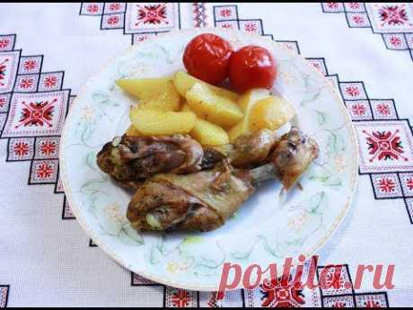 Курица в духовке с картошкой в рукаве Курка в духовці з картоплею Окорочка в духовке и рукаве