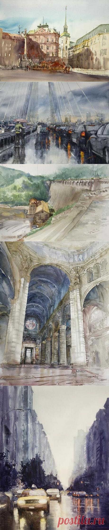 (+1) тема - Городские улицы акварелью | Искусство