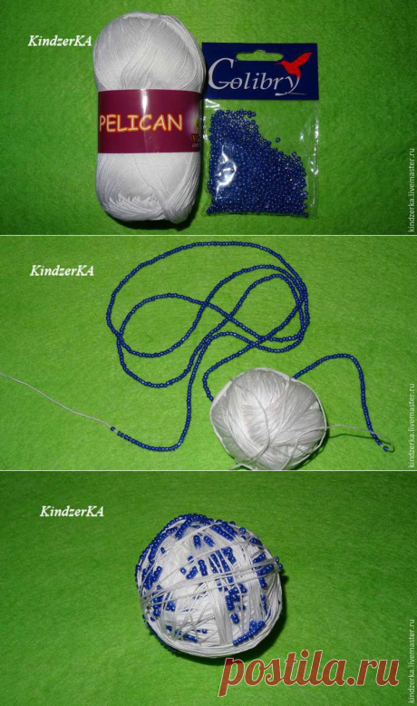 Подготовка к вязанию с бисером: нанизывание бисера на пряжу без иголки