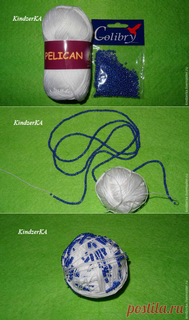 Подготовка к вязанию с бисером: нанизывание бисера на пряжу без иголки