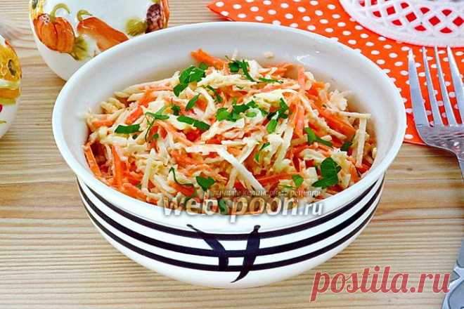Салат из редьки, моркови и яблок с майонезом