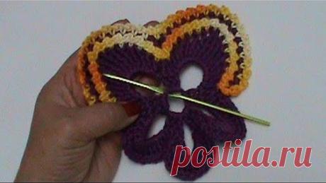 Aprender croche com flores amor-perfeito.