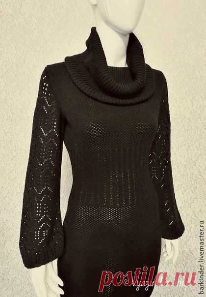 Вязаное платье " Black Люкс" - чёрный,однотонный,платье,платье вязаное