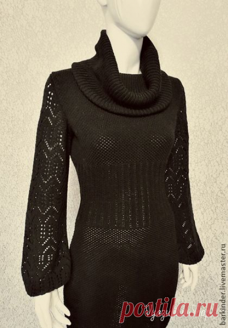 Вязаное платье &quot; Black Люкс&quot; - чёрный,однотонный,платье,платье вязаное