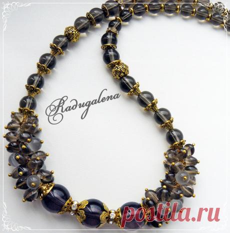 Бусики из раухтопаза и кошачьего глаза