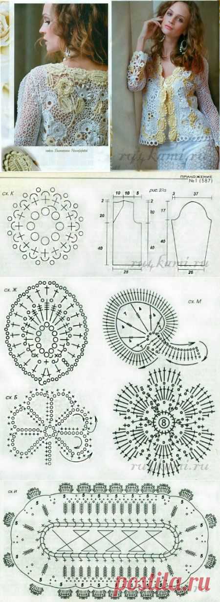 Жакет крючком, ирландское кружево » Сайт "Ручками" - делаем вещи своими руками