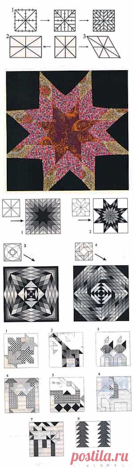 Озорные лоскутки - сайт о Kroykirе и лоскутному шитью - Узоры, выполняемые по видоизмененным сеткам. Сюжетные узоры. Узор «Звезда Вифлеема»