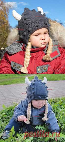 ШЛЕМ ВИКИНГА - ДЕТСКАЯ ВЯЗАНАЯ ШАПОЧКА.