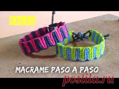 Como hacer PULSERA DE HILO Fácil Wave vertical ~ 2 colores •Macrame•