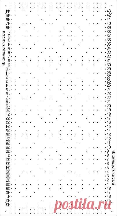Просмотр рисунка перфокарты с раппортом 24 петли, пересчёт на две фонтуры, печать перфокарты