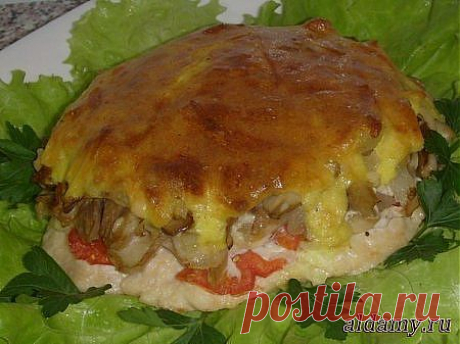 Мясо с грибами под нежной, хрустящей корочкой &amp;raquo; Любимые рецепты