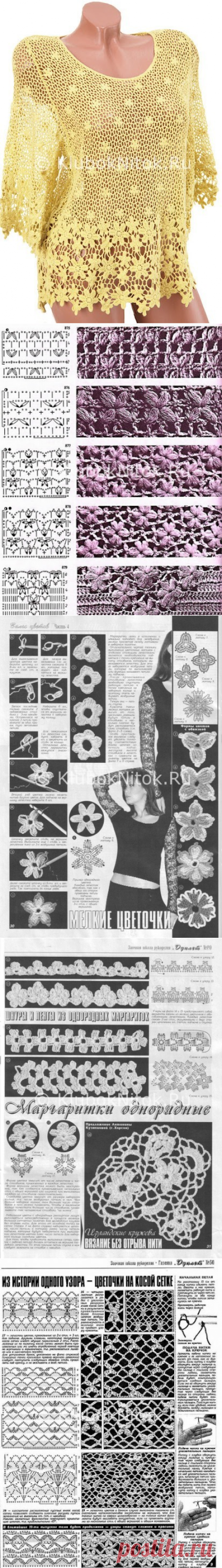 Цветочная туника | Вязание для женщин | Вязание спицами и крючком. Схемы вязания.