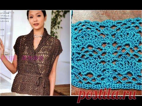 Элегантный красивый жилет крючком Кружевная вставка