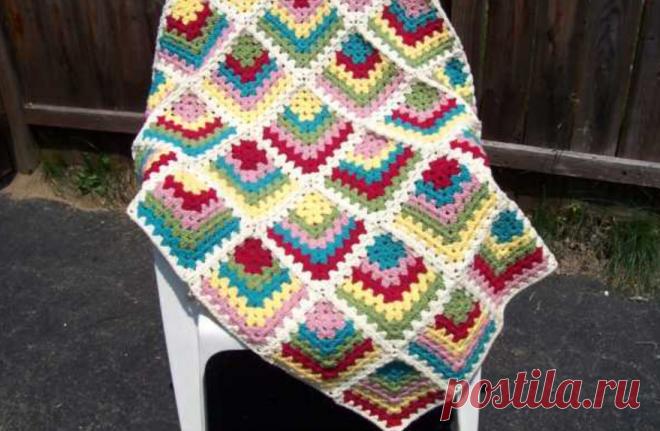 Как связать плед квадратами от угла - Nebka.Ru