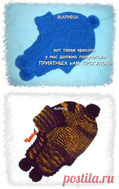 Детская шапка-ушанка спицами