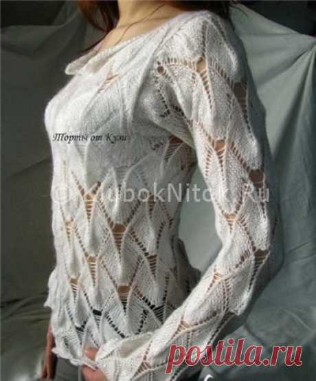 Ажурный белый и меланжевый пуловер | Вязание для женщин | Вязание спицами и крючком. Схемы вязания.