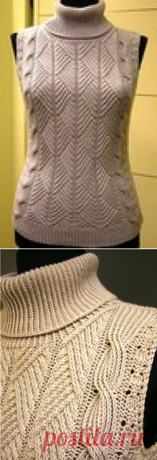 Жилет и свитер одинаковым узором.