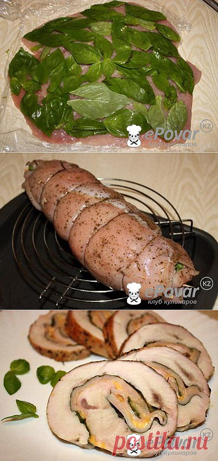 Рулет из индейки с базиликом — Рецепт приготовления с фото — Горячие блюда, Блюда из птицы
