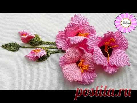 Как вышить цветок гладиолуса | 3Д вышивка
