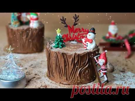 Рождественский шоколадный рулет / Шоколадно-сливочный торт / BÛCHE DE NOËL / Christmas Cake 🎄