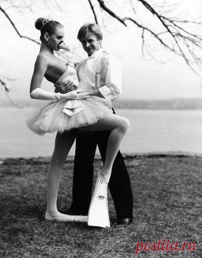 Михаил Барышников и 17-летняя Ума Турман на фото Артура Элгорта, 1987 год